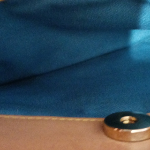 Dooney and Bourke pink multi color DB all over with tan leather handles - Picture 8 of 17